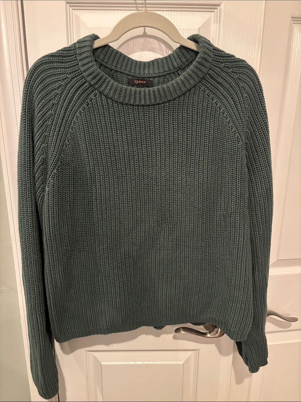 Quince 100% Cotton Fisherman Sweater in Big Sur Green